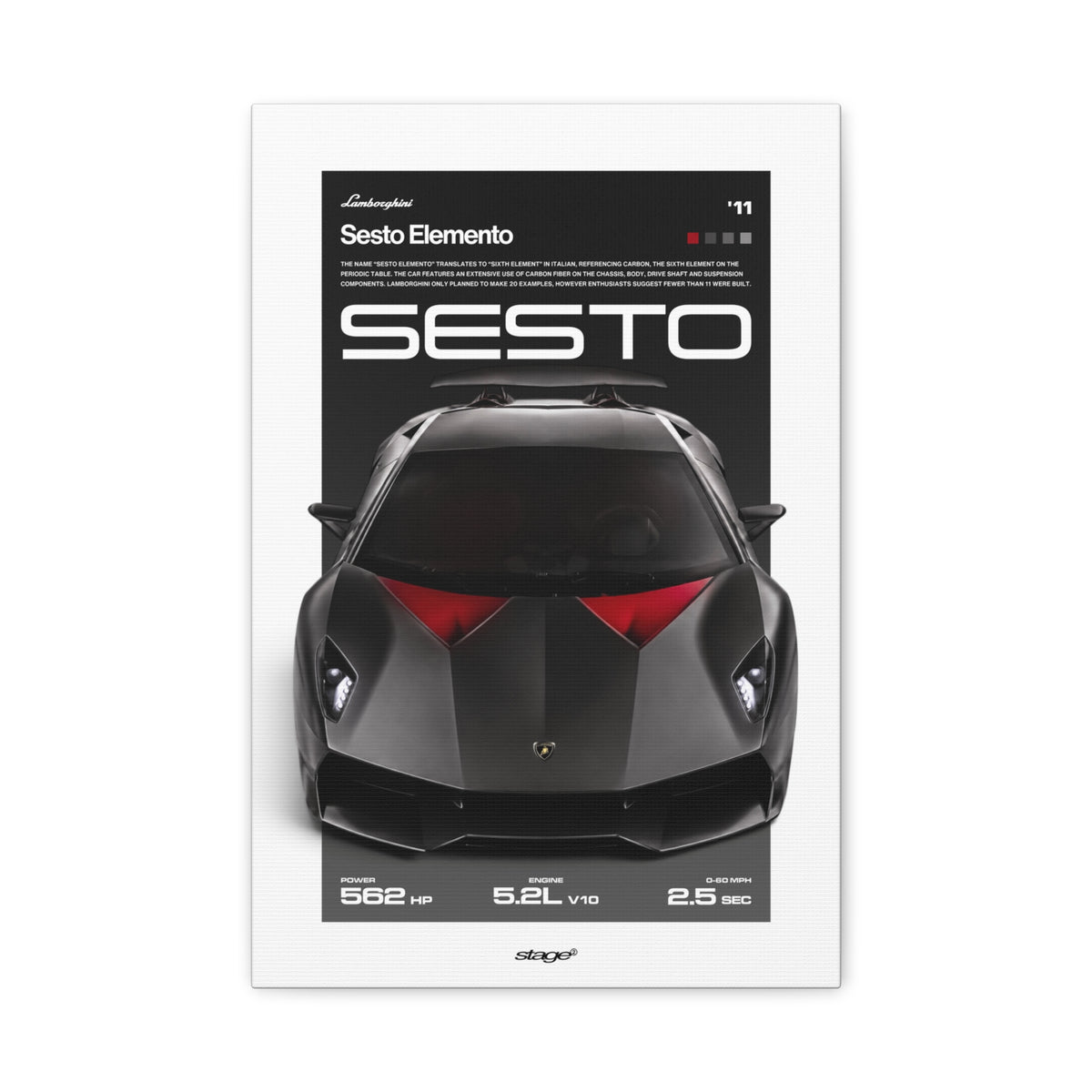 LAMBORGHINI SESTO ELEMENTO - CANVAS POSTER