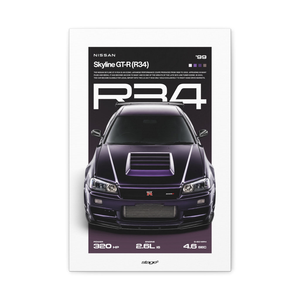 NISSAN GT-R R34 - CANVAS POSTER