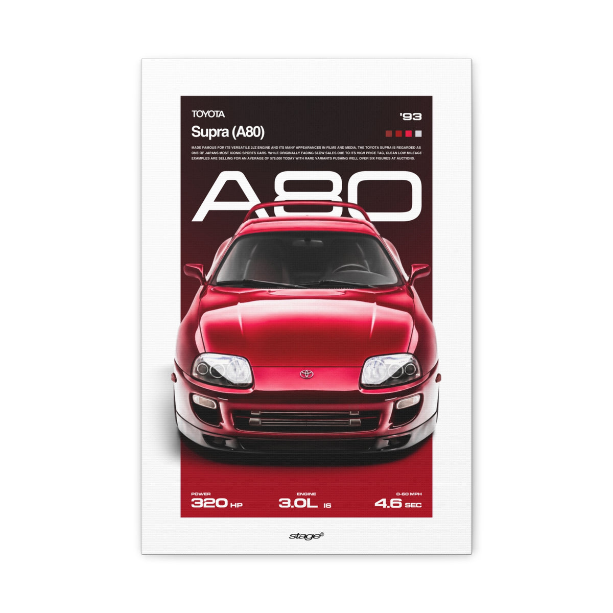 TOYOTA SUPRA A80 - CANVAS POSTER