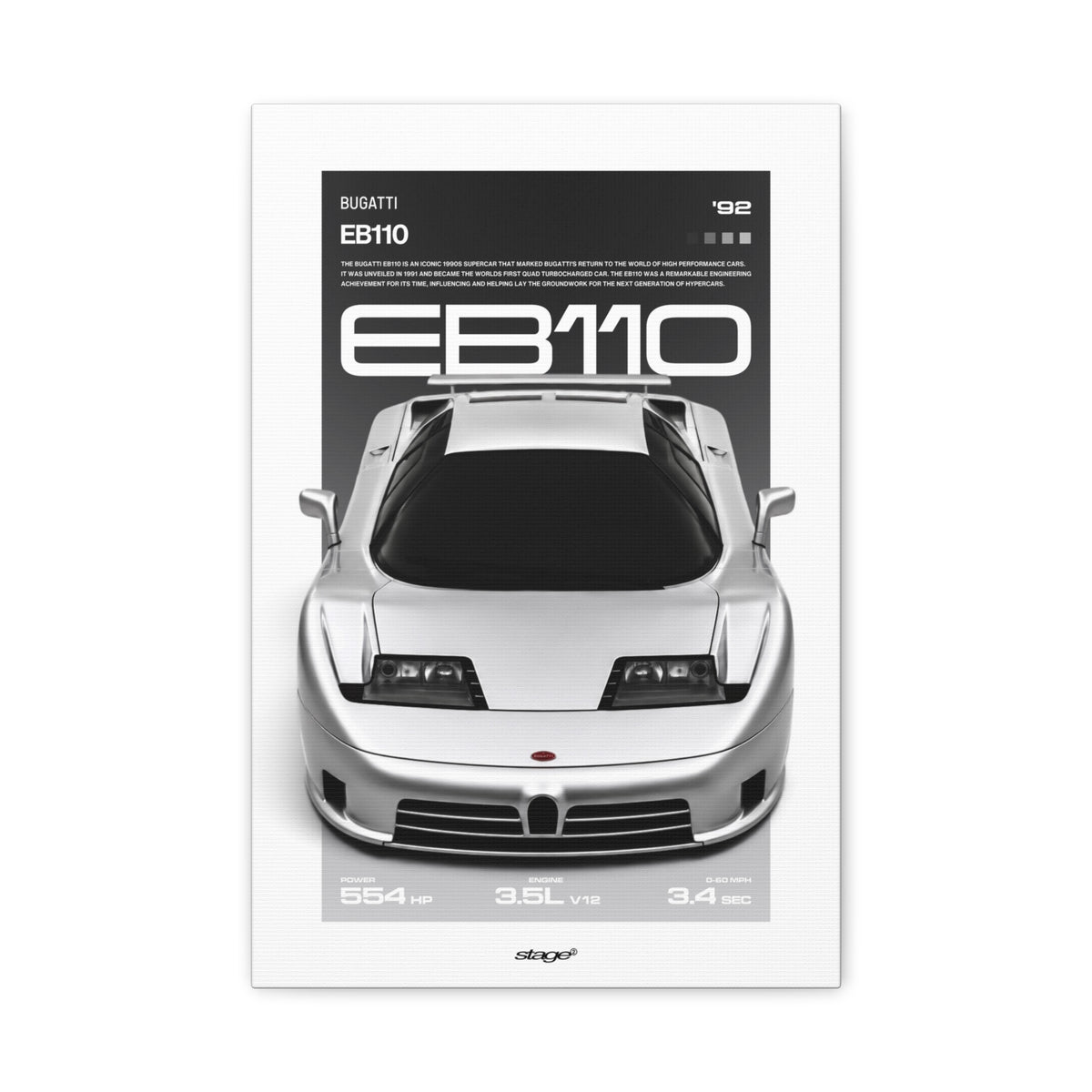 BUGATTI EB110 - CANVAS POSTER