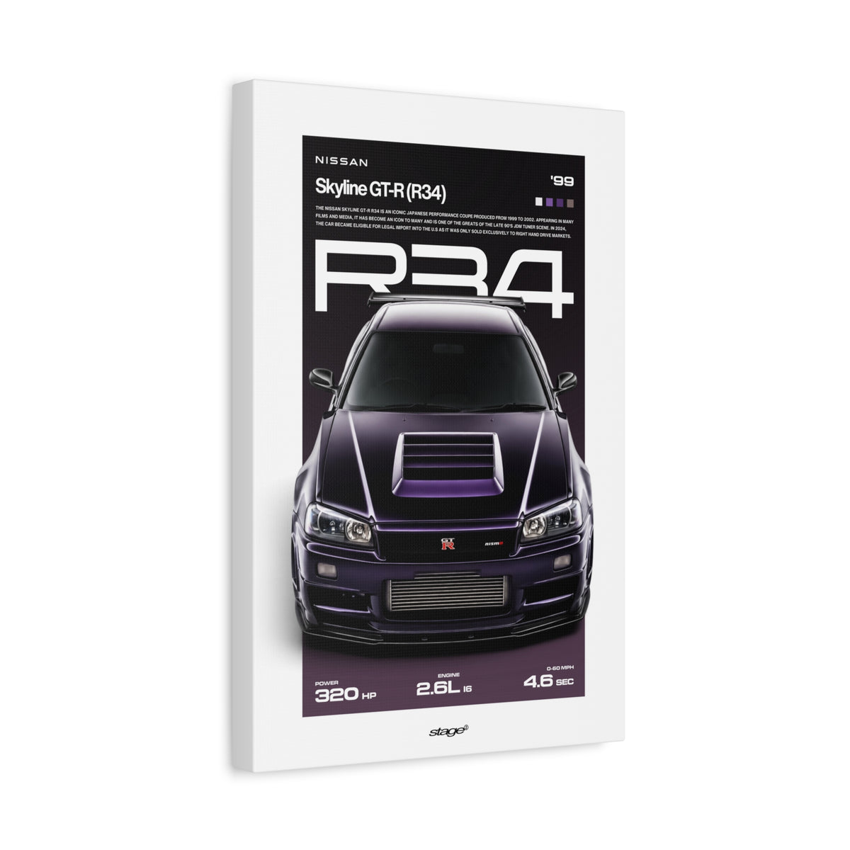 NISSAN GT-R R34 - CANVAS POSTER