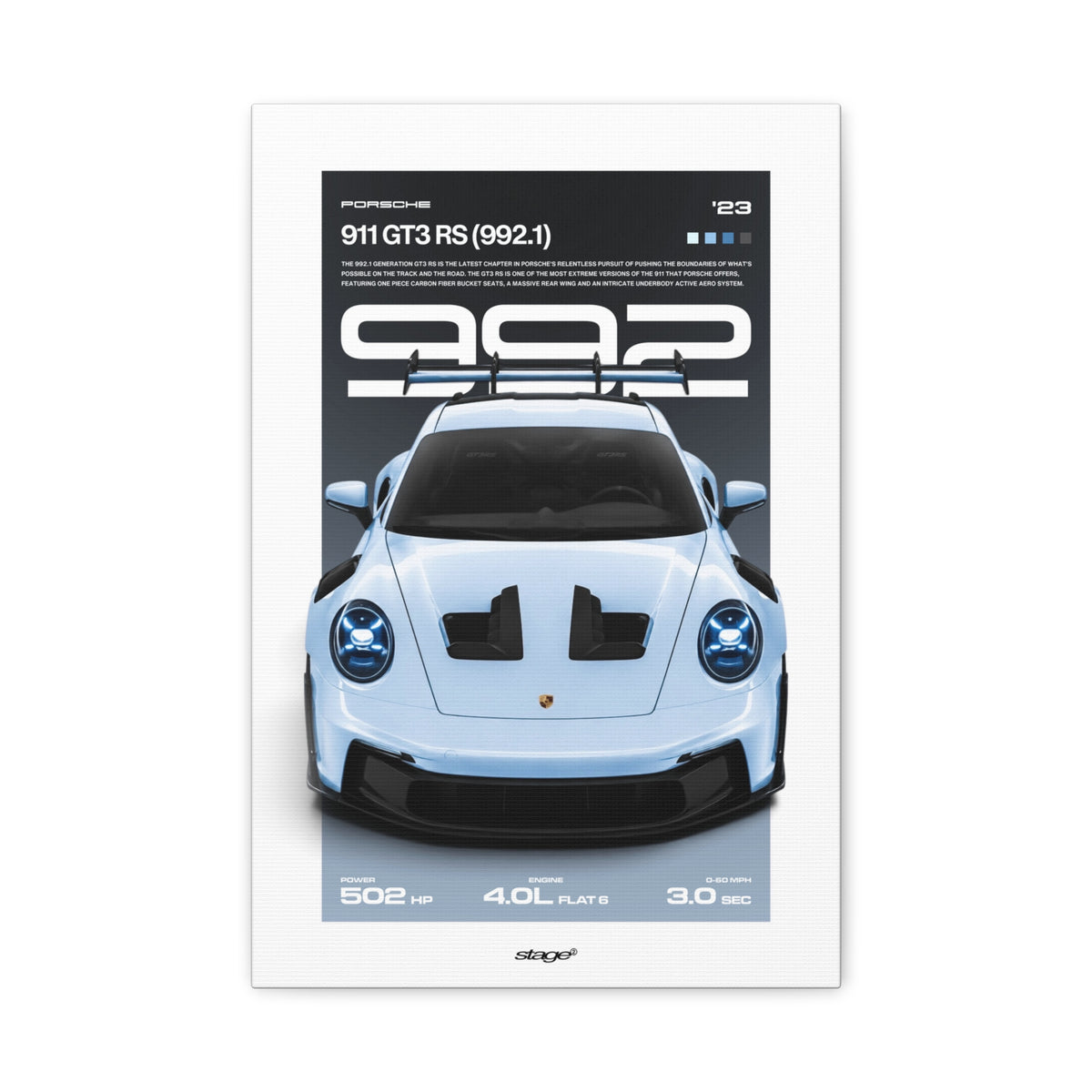 PORSCHE 911 GT3 RS - CANVAS POSTER