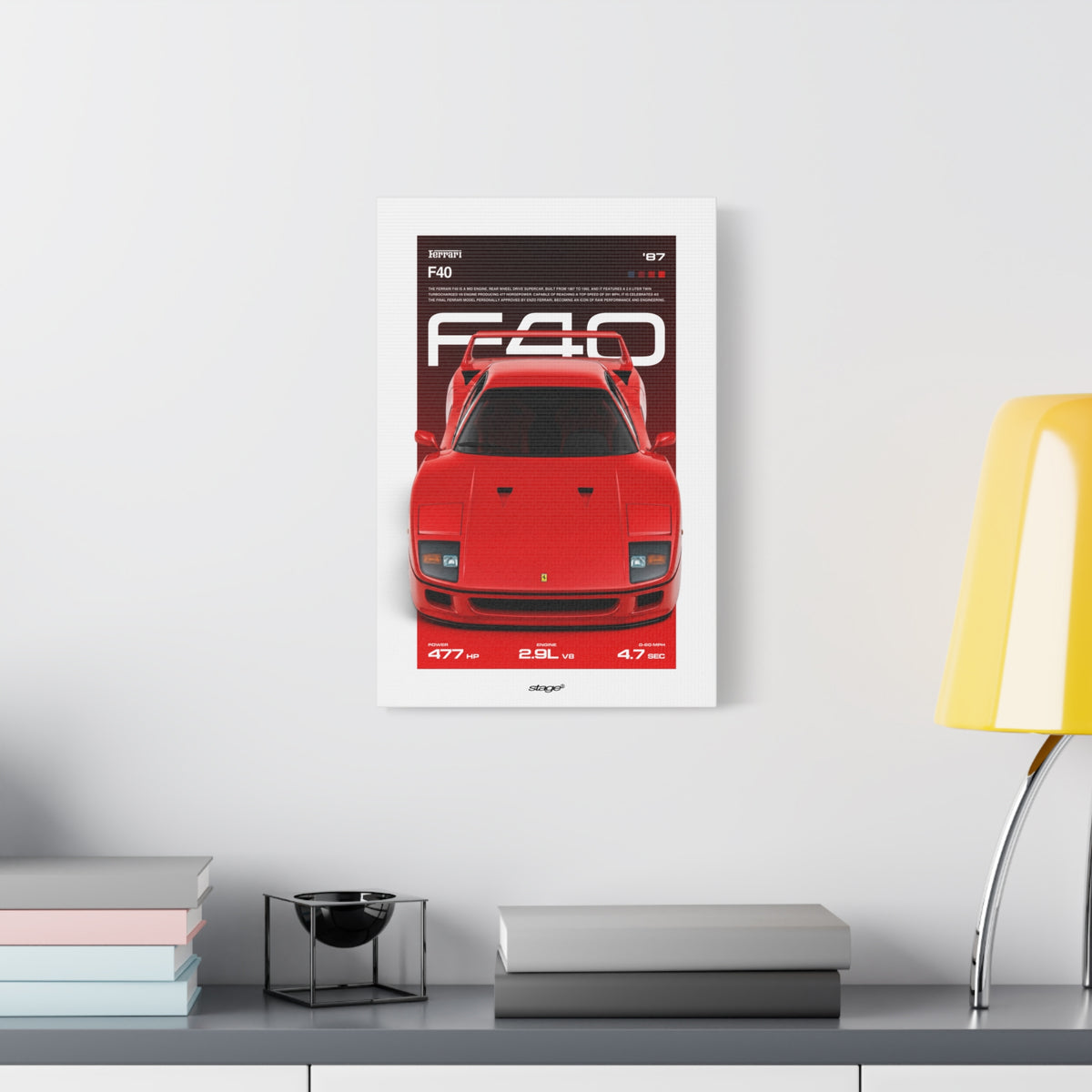 FERRARI F40 - CANVAS POSTER