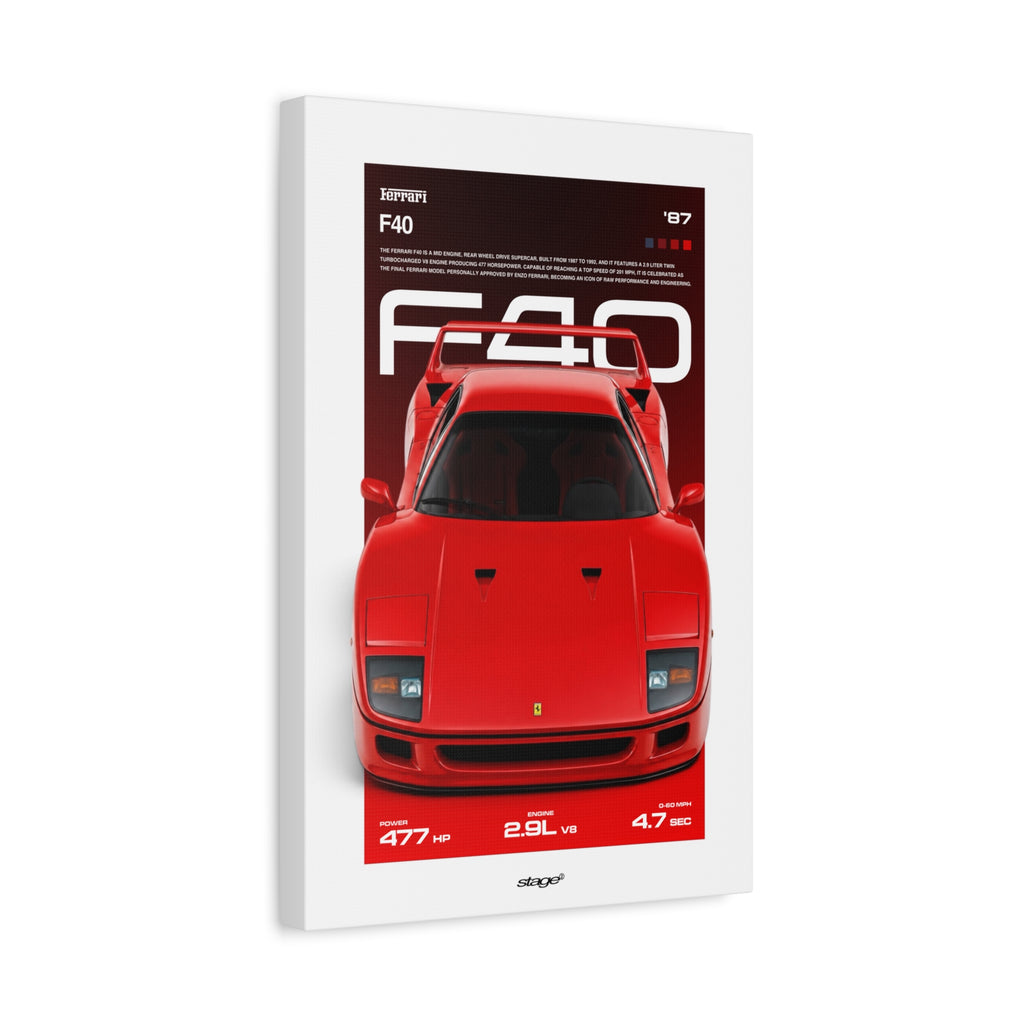 FERRARI F40 - CANVAS POSTER