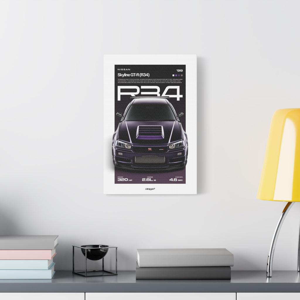 NISSAN GT-R R34 - CANVAS POSTER
